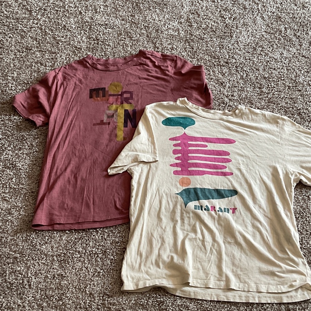 Isabel Marant Graphic Tees - Red and Cream, Lot of 2, Size L
